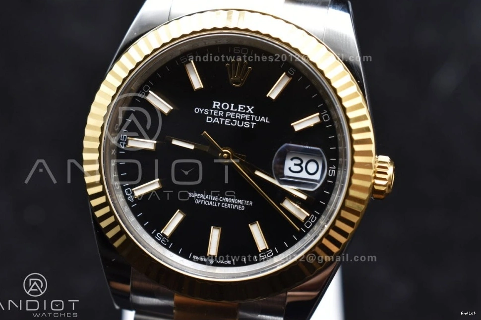 1:1 Oyster YG Bracelet Edition Best Clean SS Black Stick on 126333 41 VR3235 Steel Dial DateJust 904L 0512